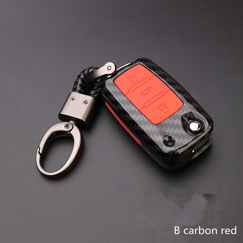 Carbon Fiber Car Key Case Bag Cover for Volkswagen VW Golf 7 MK7 Tiguan Touran 2017 for Skoda Octavia A7 RS for Seat Leon Ibiza