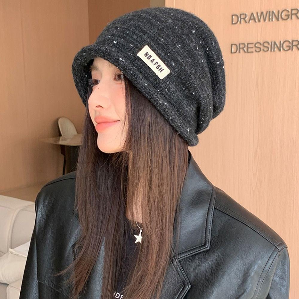 Trendy Wool Beanies Hat Vintage Knitted Hat Fashion Winter Pullover Hat  Outdoor