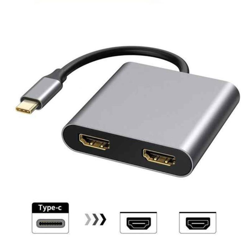 Double HDTV USB C Converter 4K@60Hz Resolution External Display Dock Compatibles Multiple Systems