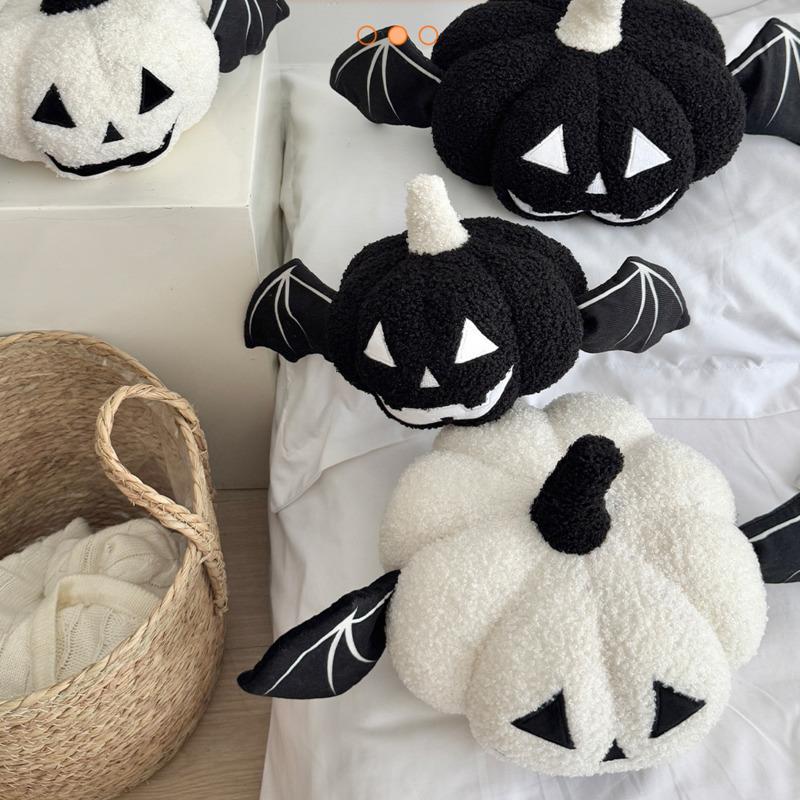 Halloween Plushie Pumpkins Pillow Creative Sofa Cushion With Bat Wings Cute Ghost Doll Decorative Toy Home Party Gift