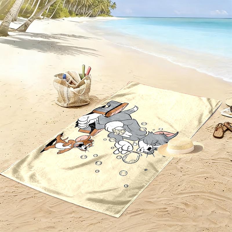 Tom and Jerry2 Print Beach Towel, Large Soft Quick Dry Towel for Beach Camping Swimming