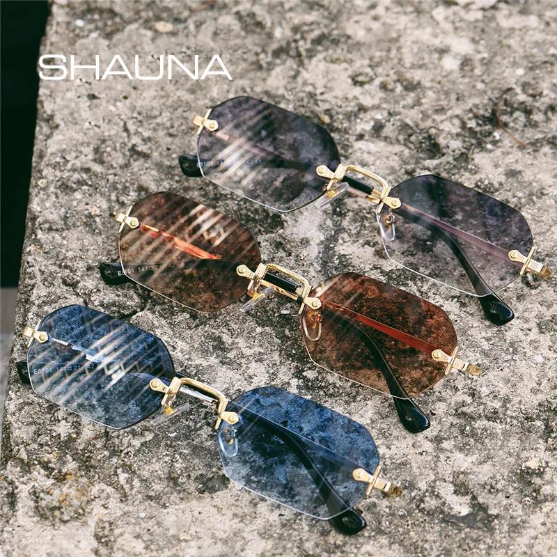 SHAUNA Gothic Rimless γυαλιά ηλίου Retro Punk Gradient Shades UV400