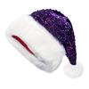 Christmas Sequin Santa Hat for Adults Unisex Glittery Sparkly Holiday Hat with Fluffy Pompom for New Year Xmas Party Supplies