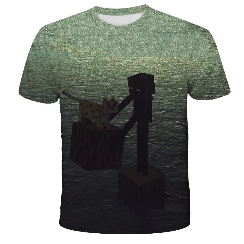 Boys T Shirt Minecraft 3D Printed Casual Summer Cute Boys Girls Building Blocks Cartoon T-shirt Popular Tops Inside Outside Mc