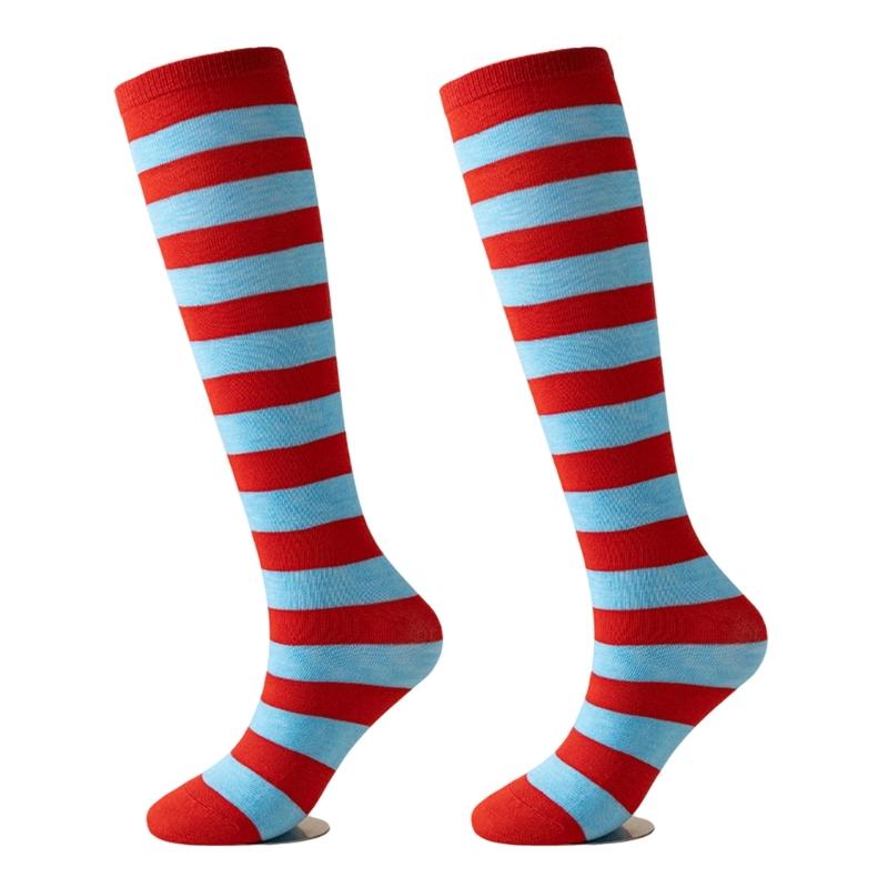 Elastic Stripes Thigh Socks For Women Breathable Long Stripes Socks Practical Overknee Stockings Casual Outfit Essential