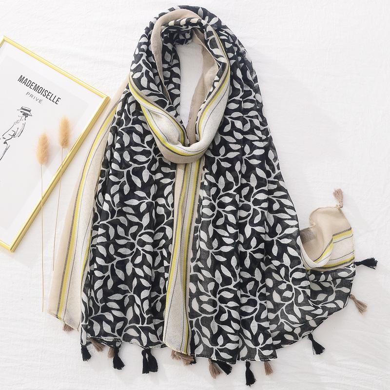 Fashion Wave Striped Patchwork Tassel Viscose Shawl Scarf Lady Print Pashmina Stole Wrap Snood Bufandas Muslim Hijab Sjaal