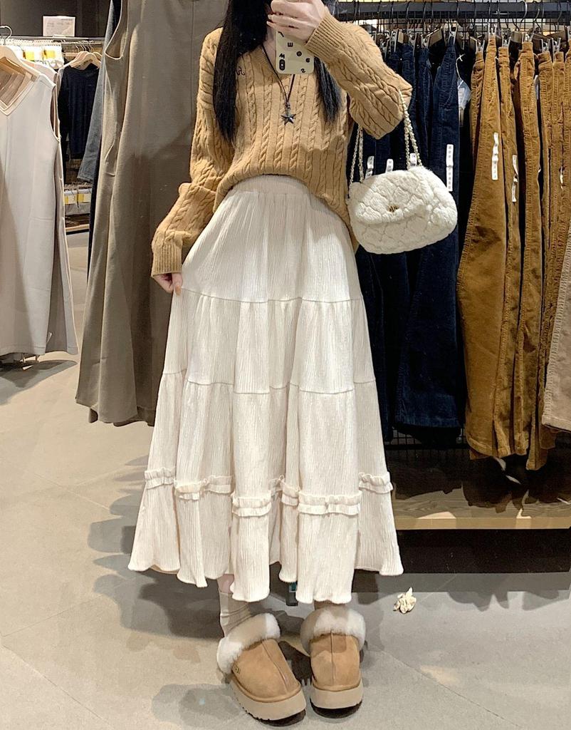 2025 High Waist Corduroy A-Line Mid-Length Skirt for Women - Autumn/Winter Collection