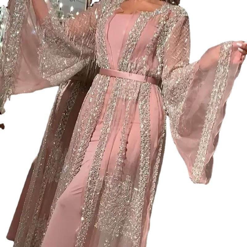 2025 Gold-Stamped European & American Women's Evening Shawl Dress: Elegant, Sexy, Large Swing Skirt for Banquet