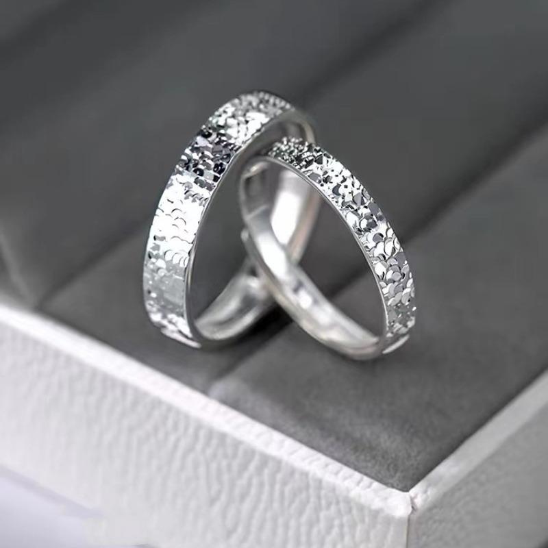 Crushed ice ice ring, index finger ring, for both men and women, plain circle, small-scale niche luxury, matching ring band