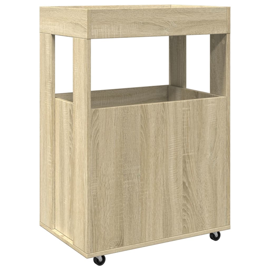 Bar Cart In Sonoma Oak Finish 60 X 39.5 X 89 Cm Engineered Wood
