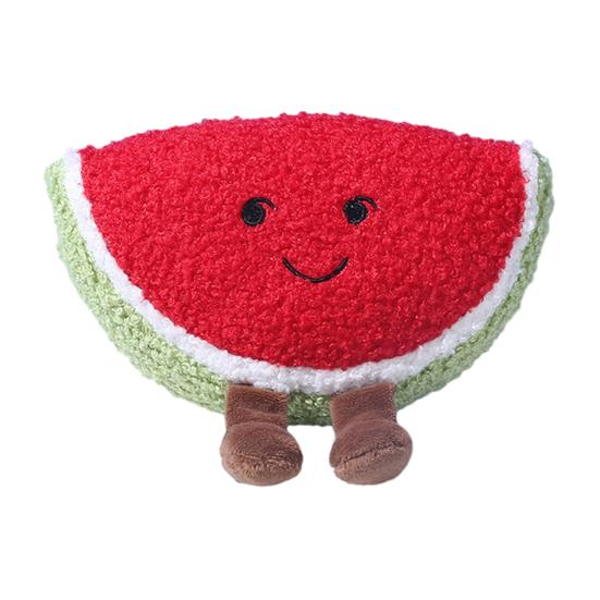 Plush Fruit Dog Toy Bite Resistant Squeaky Chew Avocado Mango Watermelon Pineapple Plushie Boredom Stress Relief Dog Teething Interactive