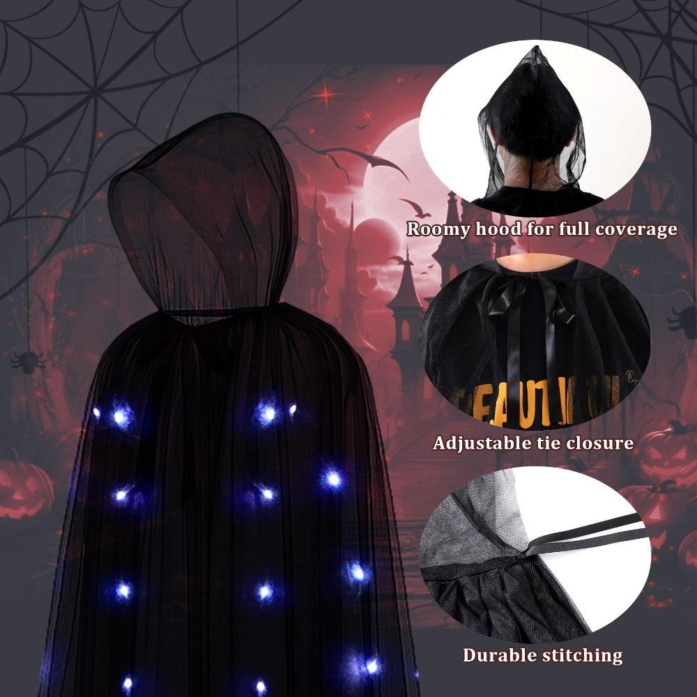 Vintage Overcoats with Oversized Hood Cosplay Costume New Design LED Halloween Hooded Cloak