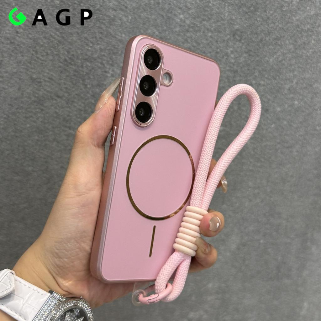 S2 Ultra AG Plating Lanyard Case For Samsung Galaxy S23 Ultra S2 S24 Plus Wireless Charge Wrist Strap Cover