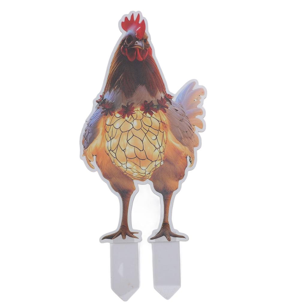 Xmas Chicken Yard Sign with Stake Acrylic Water Resistant Double Sided Xmas Rooster Outdoor