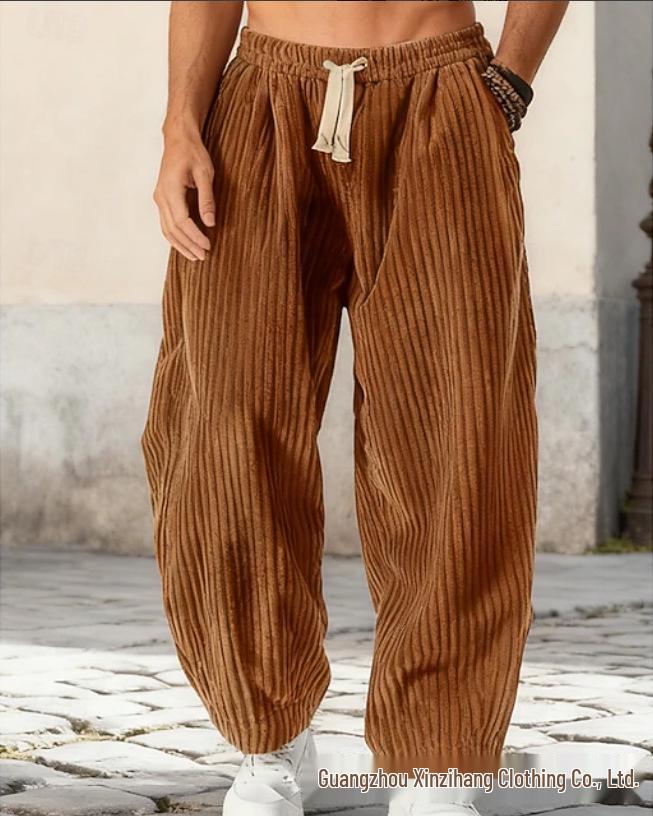 Autumn-Winter Men's Chinese Style Corduroy Harem Pants - Plus Size, Trendy & Versatile Casual Wear