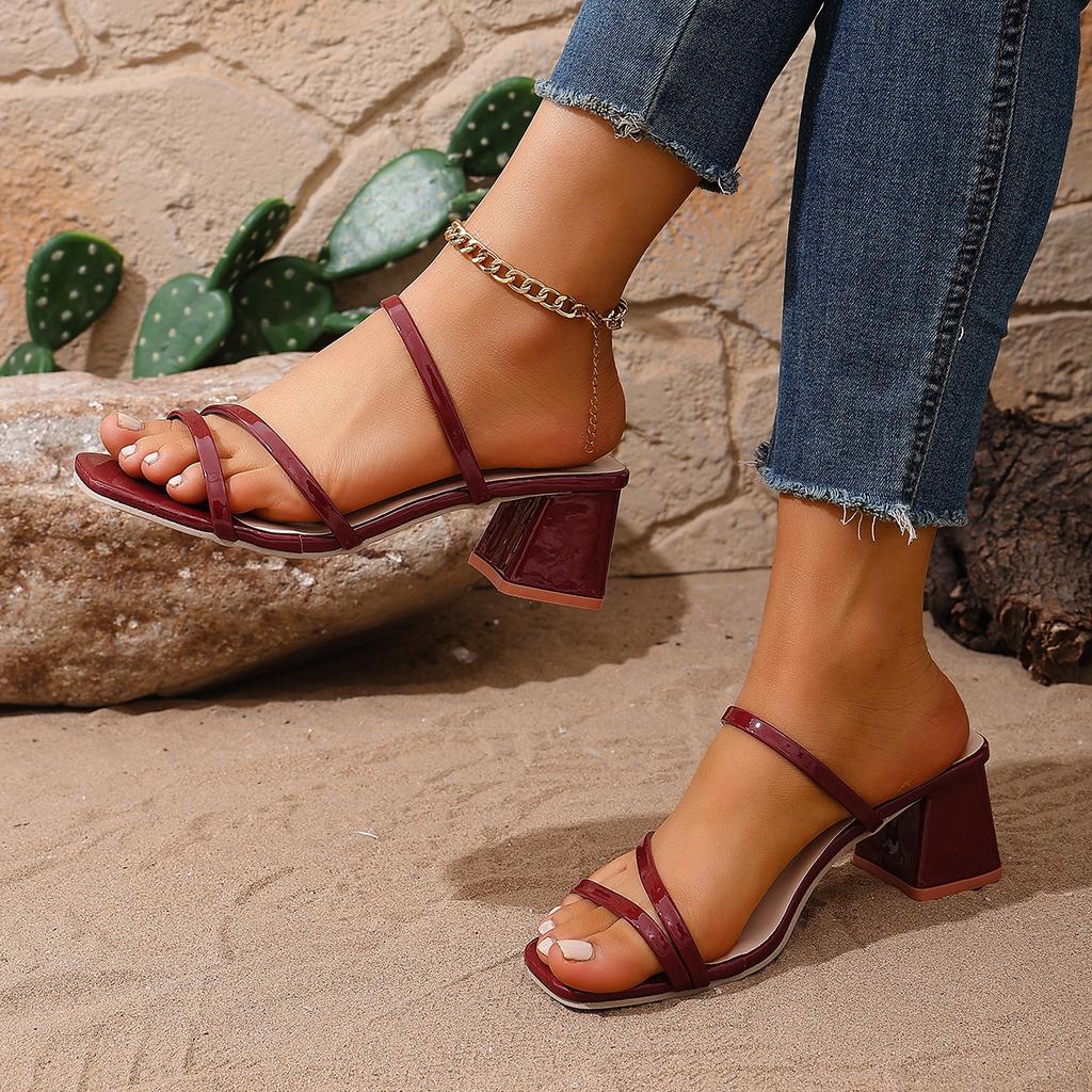 High Heels Flip-Flops, klobige Absätze, Damenschuhe