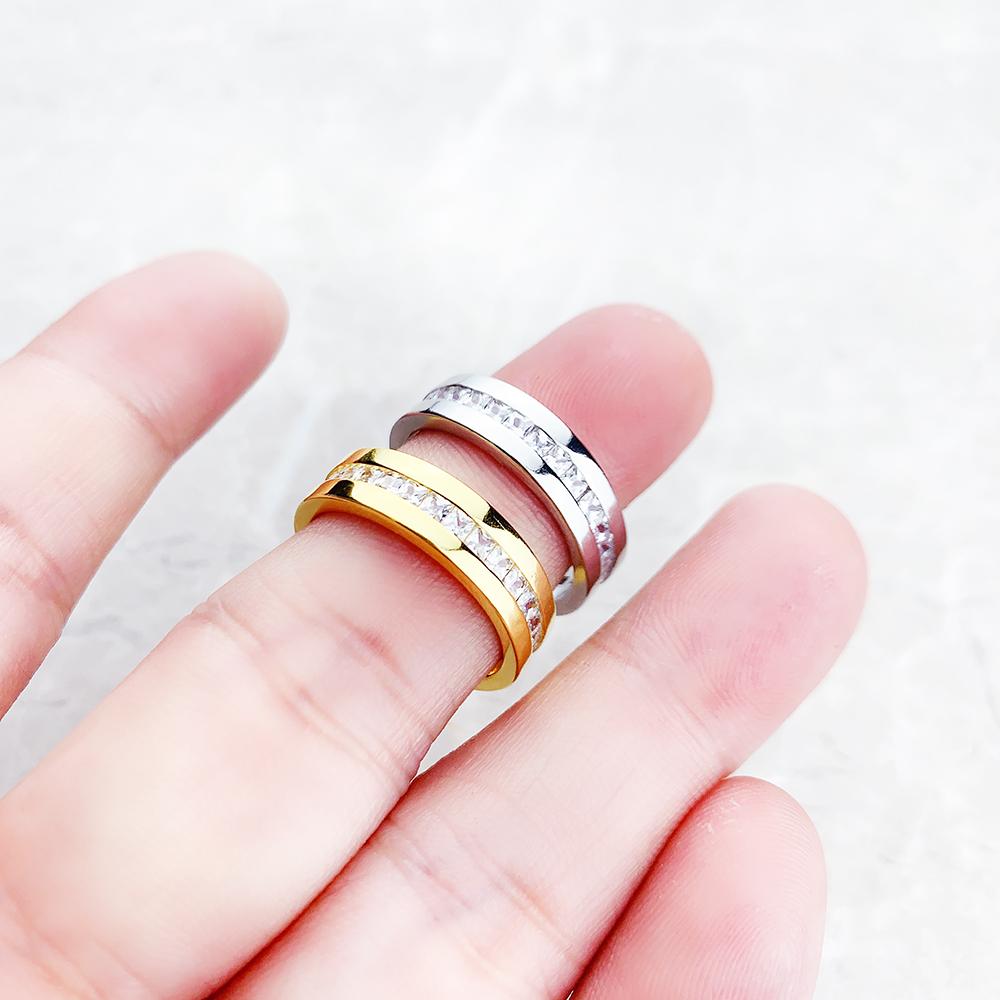 Eleganter Strahlender Zirkon Bandring Europäischer Stil Feiner Schmuck Für Frauen Sommer Neu Reines Kupfer Geschenk