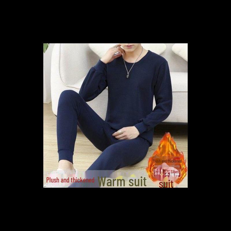 "Men's Plus Size Thermal Underwear Set - Half Turtleneck, Thick Velvet for Winter, Ideal for Middle-Aged and Elderly"