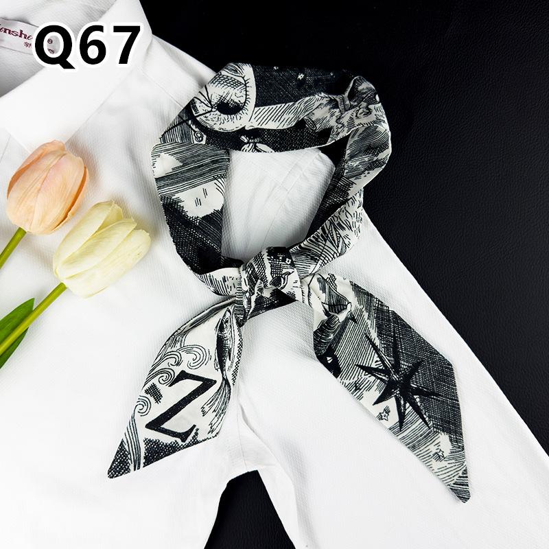 New Long Versatile Silk Scarf Tied Hair Band Bow Letter Floral Streamer Tied Bag Gift Small Silk Scarf