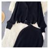 French Light Luxury Lazy High-end Knitted Fashion Suit Women's Autumn and Winter Loose Long-sleeved Top + High Waist Skirt