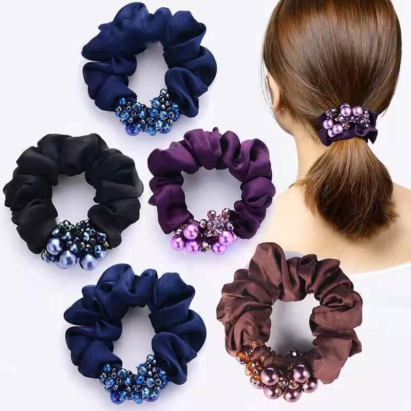Korean Style Hair Tie for Women - Elegant Ponytail & Bun Accessory with Floral Ornament