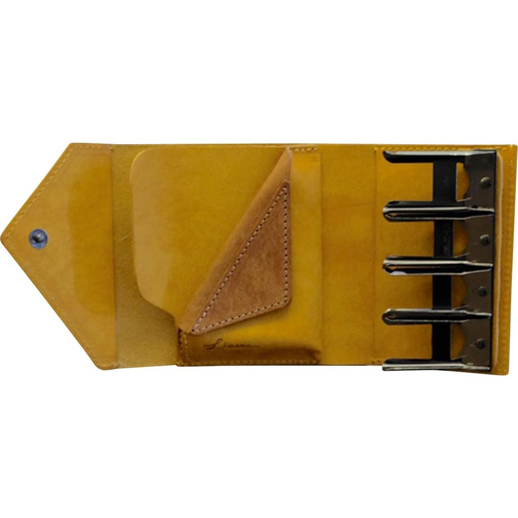 LITSTA Coin Wallet 3 (Left-Handed) with Coin Holder and Coin Purse, Italian Leather, Yellow