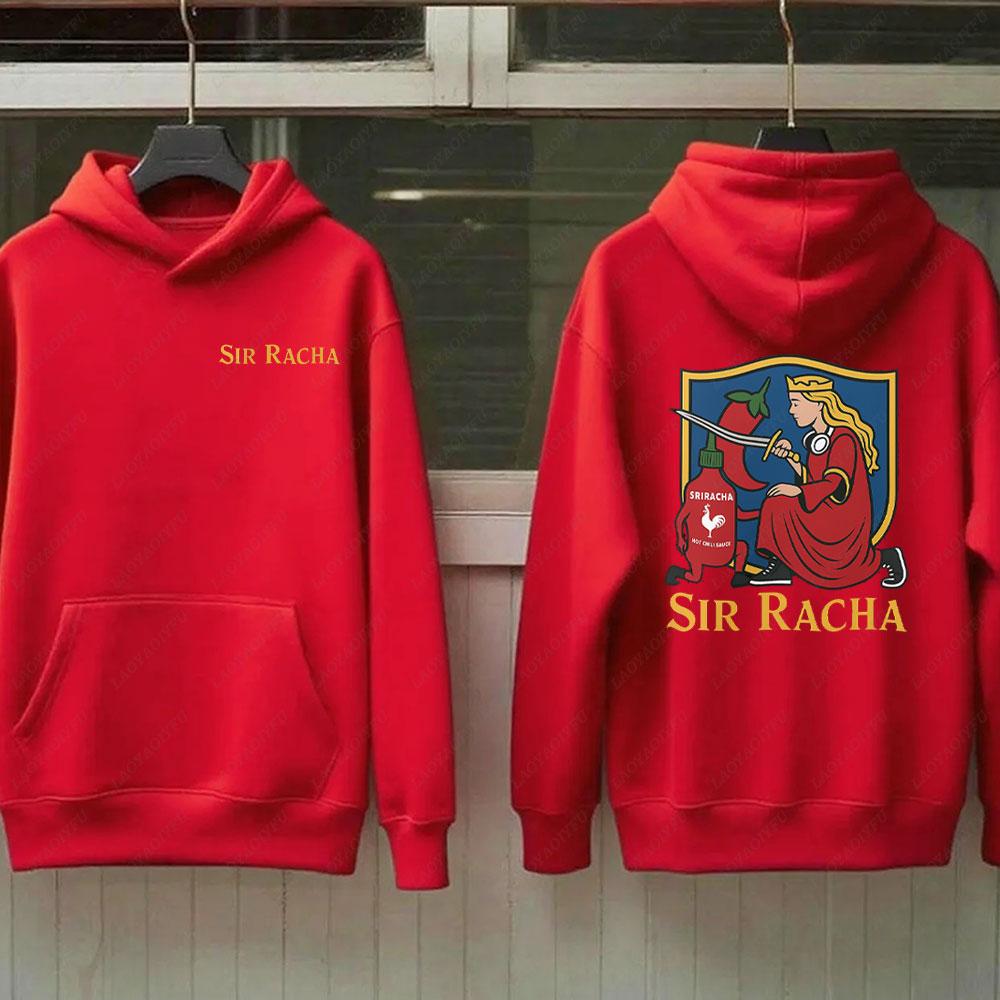 Sir Racha Man Woman 2 SidedHoodies Sri Racha Medieval Art Pullover Sriracha Fan Merch Retro Medieval Graphic Sweatshirt Hoodie