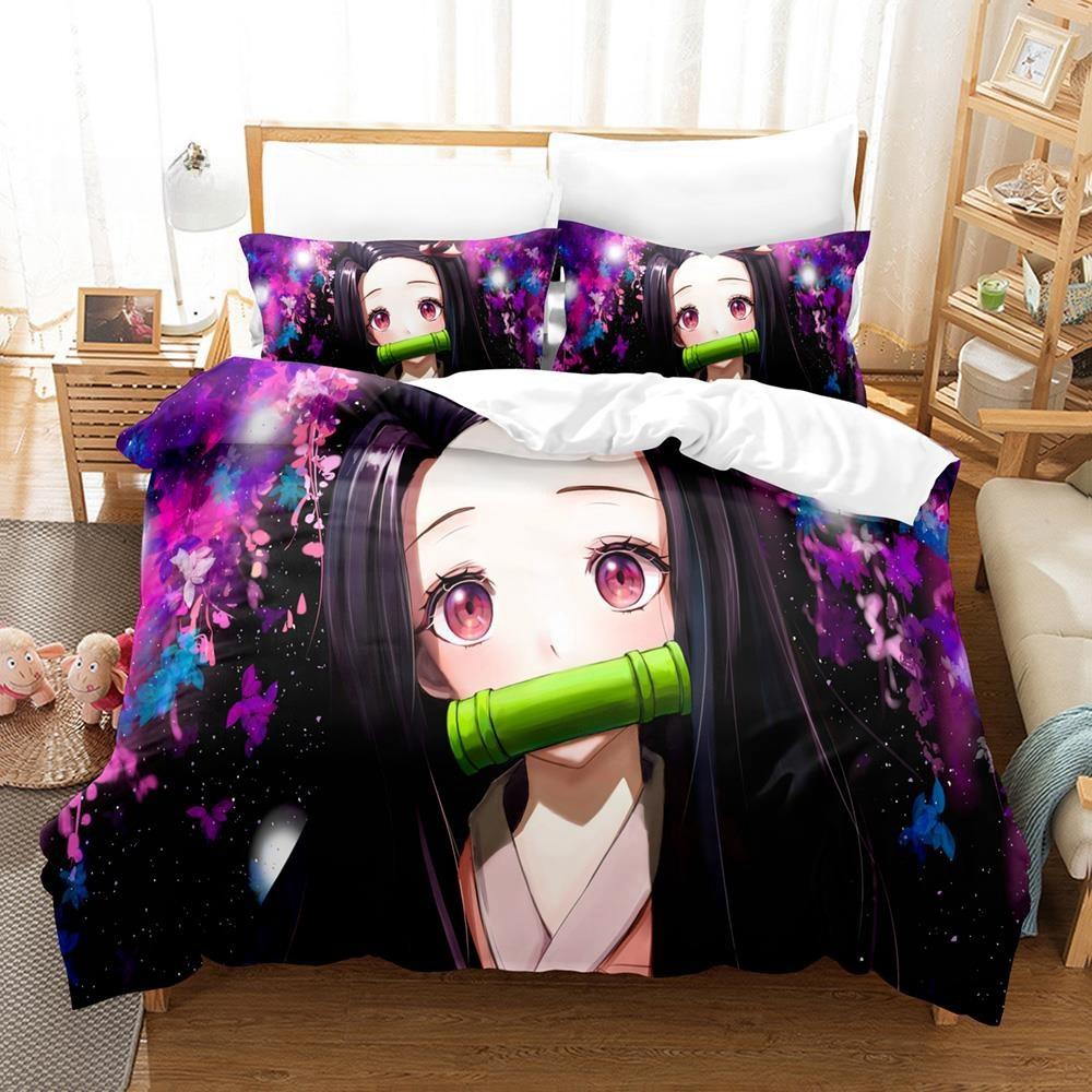 Fashion Anime Demon Slayer Bedding Collection Single Twin Full Queen King Size Bed Collection Adult Kid Bedroom Duvet Cover Collection Home Textiles