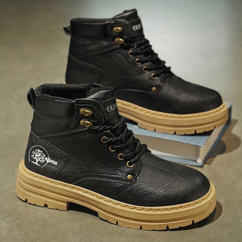 Autumn New High-top Martin Boots Men's British Retro Tooling Shoes Leather Shoes Platform Non-slip Short Boots Men's Shoes