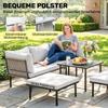 Lounge Garden Furniture Set 5-6 Person Garden Lounge Set with 2-Seater Garden Sofa, 2 Chairs, Corner Chair, Slatted Table, Footstool