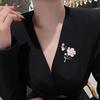 Mother Day Brooch with Strong Pin Design Imitation Pearl Cubic Zirconia Inlay Flower Shape Sweater Badge