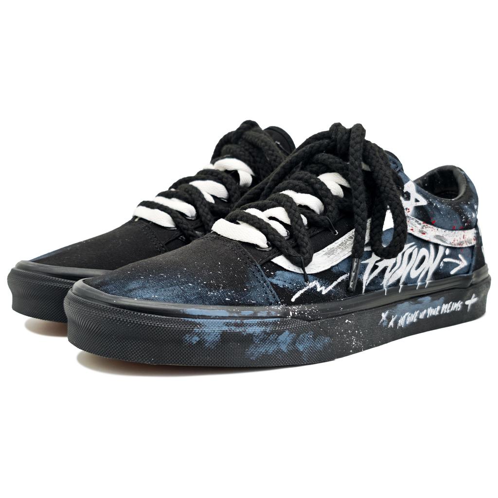 Vans Old Skool Abrasion Resistant Abrasion Resistant Low Top Skateboard Shoes Unisex Black VN000D3HBKA(Team1148-)