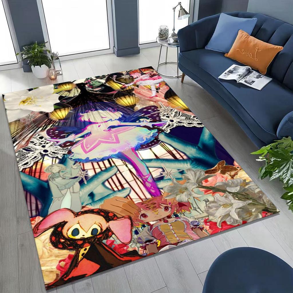 Cartoon Puella Magi Madoka Magica Girl Anime Rug for Bedroom Living Room Sofa Home Doormat Decor,Large Kids Non-slip Floor Mat
