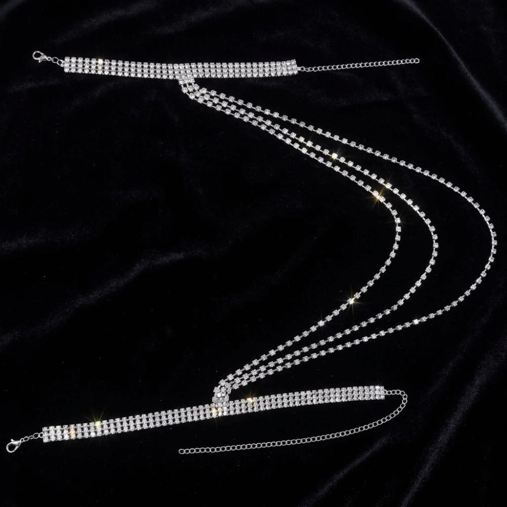 Adjustable Tassel Arm Chain Multilayer Rhinestone Bracelet Up Down Arm Bangle  Arm Accessories
