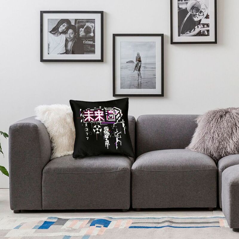 Japanese Tokyo Techwear Cushion Cover 45X45 Home Decor Print Future Tech Street Wear Throw Pillow Case For Car Double-Sided