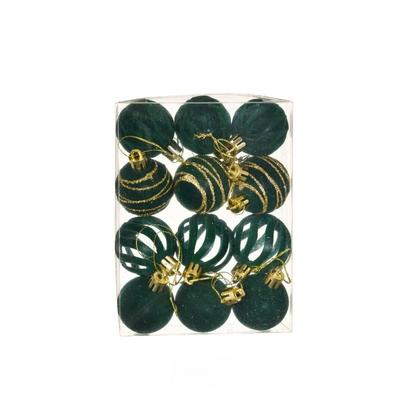 12 Stück/Set 4CM Weihnachtskugel Ornamente Samtbeflockung Weihnachtsbaumkugeln Glitzernde Kunststoff Weihnachtsbaum Requisiten