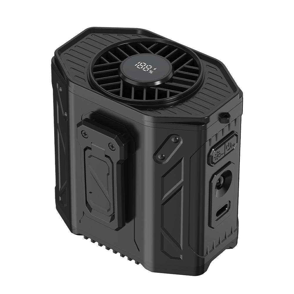 Portable Waist-Hanging Fan with Flashlight & SOS - Outdoor Construction Cooling Tool with Stand