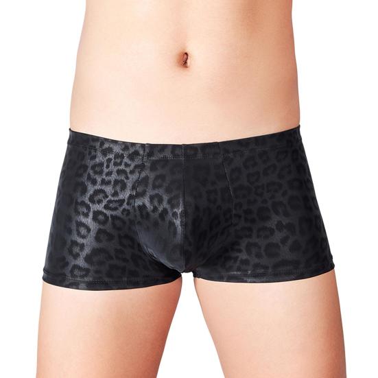 

Мужское нижнее белье из искусственной кожи со средней посадкой, 3D U-выпуклые шорты со змеиным леопардовым принтом, трусики, эластичные узкие шорты, трусы