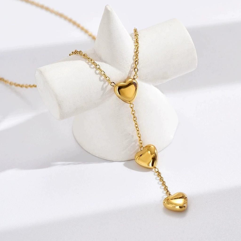 Elegante Collana da Donna con Ciondolo Cuore Pesca e Frange Acciaio Inossidabile Choker a Forma di Cuore Regalo per San Valentino Anniversario