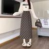 D209 Retro High-Waisted Plaid Woolen Skirt - Slimming, Versatile, Knee-Length