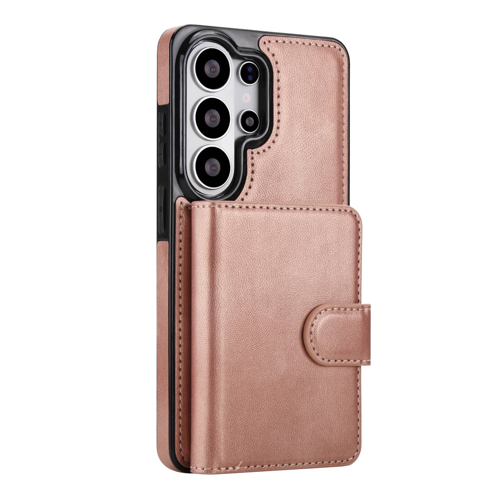Wallet Case for Samsung Galaxy S26 Ultra/S26 Plus/S26 Compatible with Magnetic, Detachable Magnetic Wallet Case with Card Slot For Galaxy S26 розового золота