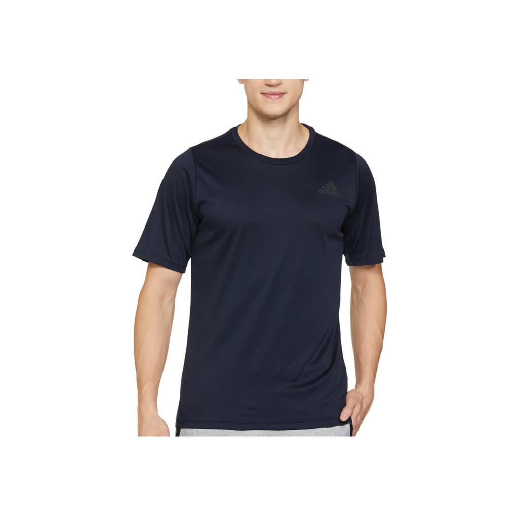 Adidas Solid Logo Short Sleeve T-Shirt Men Tops Navy-Blue HC0408