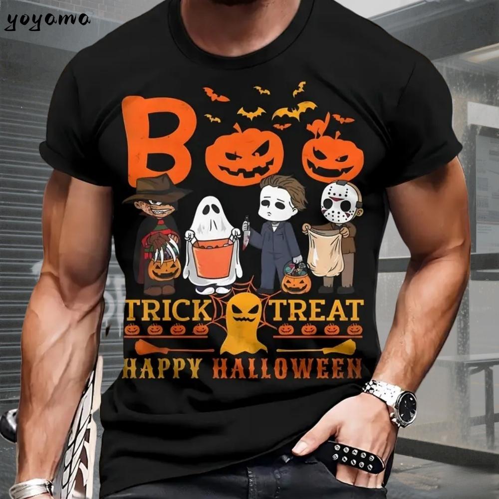 T-shirt for men, fun Halloween horror pumpkin 3D printed short sleeved top, casual round neck T-shirt for men, oversized men's short sleeved T-shirt