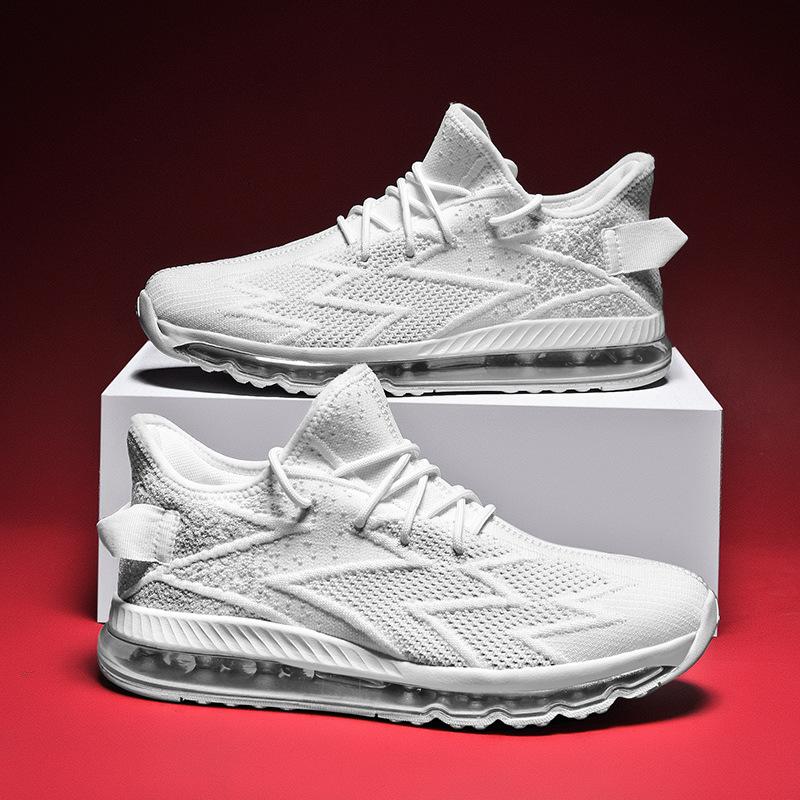 Large size men's shoes summer breathable fly-woven shoes men's large size shoes full palm air cushion shoes shock-absorbing and lightweight running