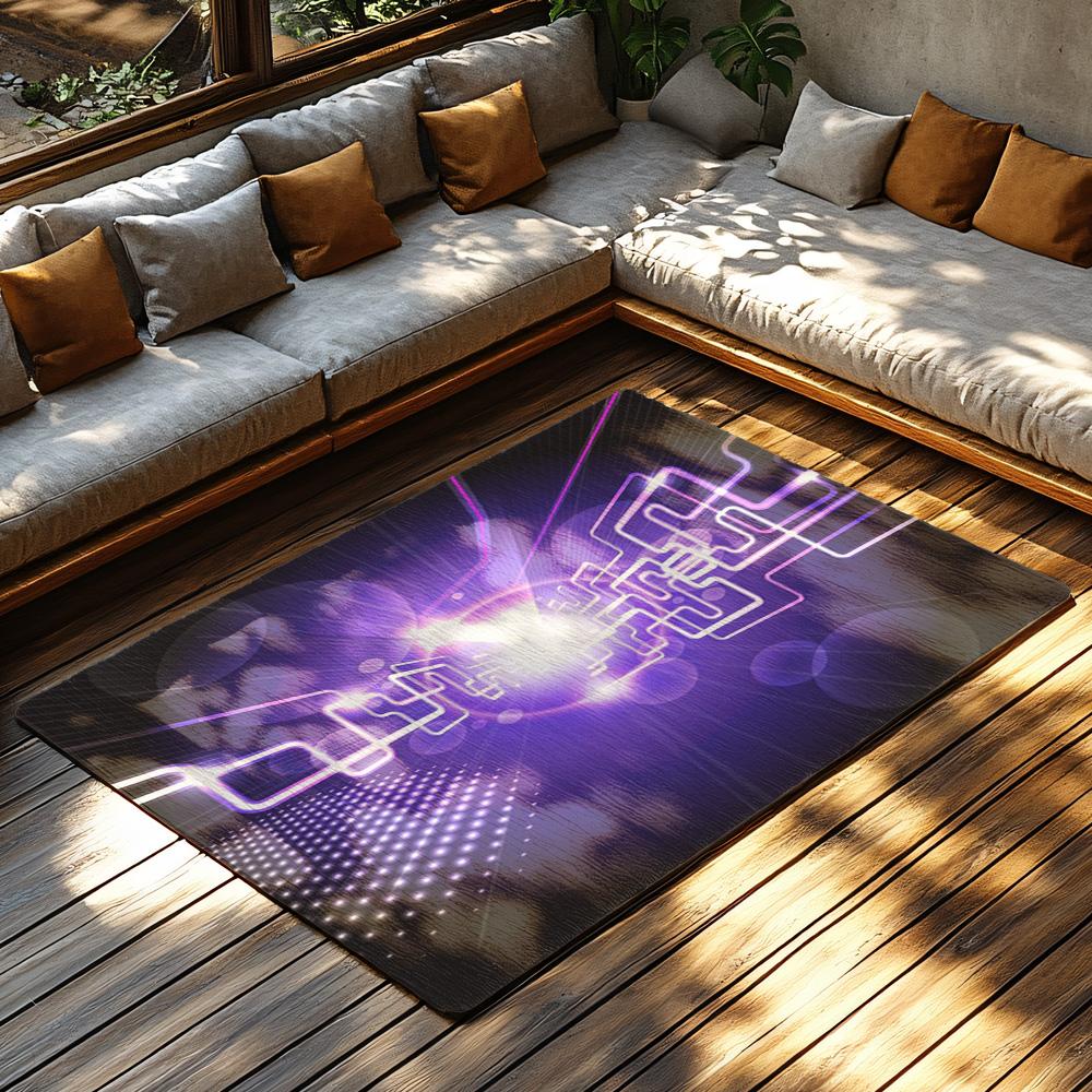 Tuniu Futuristic Circuit Board Pattern Rug, Non-Slip Home Floor Mat, Bedroom Living Room Decorative Carpet