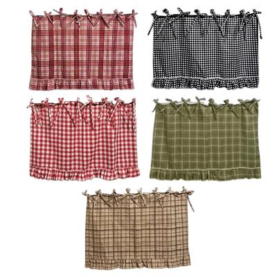 Stylish Ruffled Trim Oven Skirt Cover With Ribbon Ties Heat Resistant Cabinet Dish Washer Curtain For Kitchen Decors