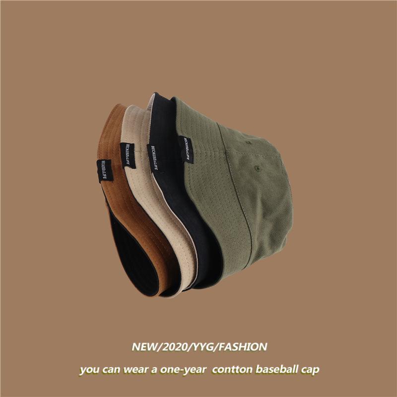 Homemade Double-sided Autumn and Winter Solid Color Personalized Versatile Basin Hat Men's Black Bucket Hat Women's Tide