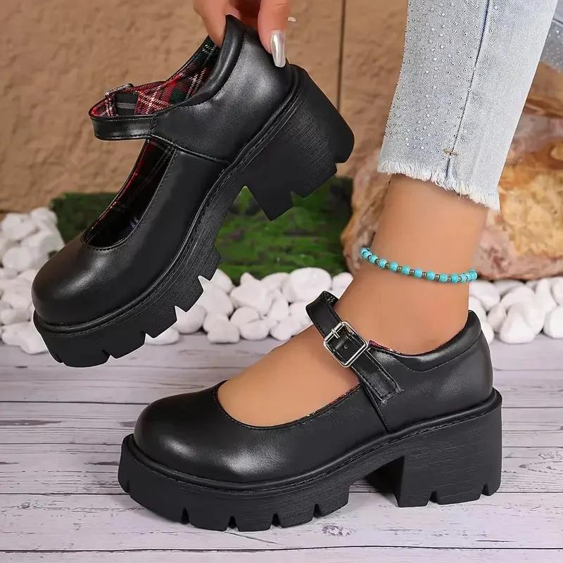 Women Lolita Shoes Japanese Style Mary Jane Shoes for Women Vintage High Heels Platform College Student Pumps  De Mujer
