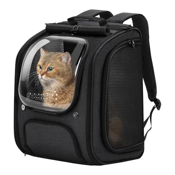 Pecute Cat Carry Bag Pet Carry Bag for Cats and Dogs Rucksack Transparent Window Breathable Pet House Foldable Going Out Drive Traveling Hospital