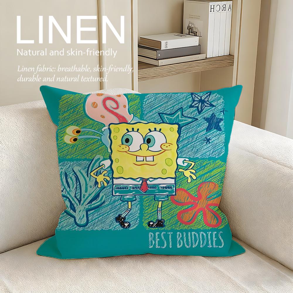 Cute Yellow Sponge Guy Cushion Cover Pillowcase Set Pcs x x Breathable Washable Sofa Cushion Cover